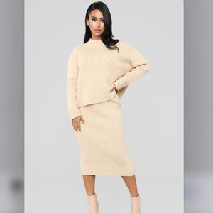 Knit Sweater and Skirt Coord Set